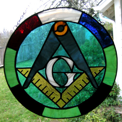 Piece of Stained Glass - Masonic Emblem